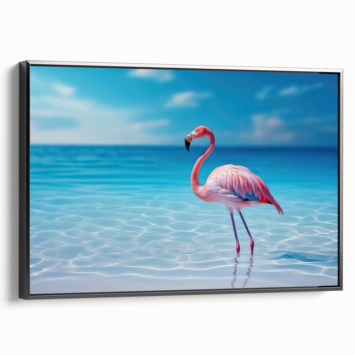 Black and white landscape art painting of Aruba on framed canvas, ideal for bedroom wall decor.