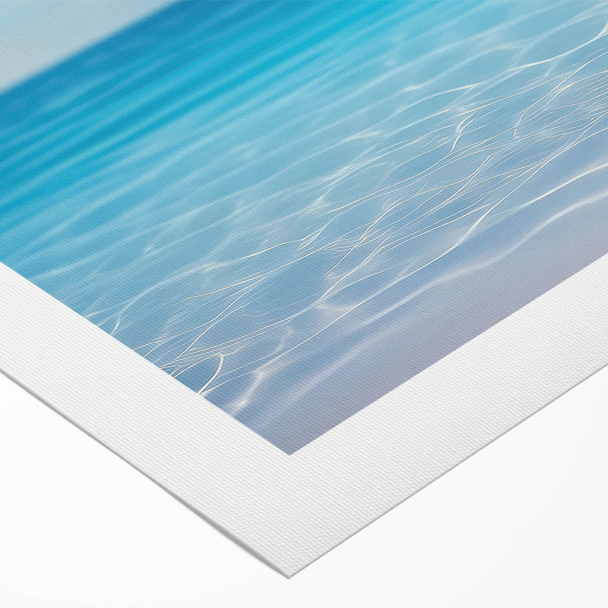 Art deco poster of Caribbean Aruba scenery on rolled canvas, featuring vibrant blue and green tones.