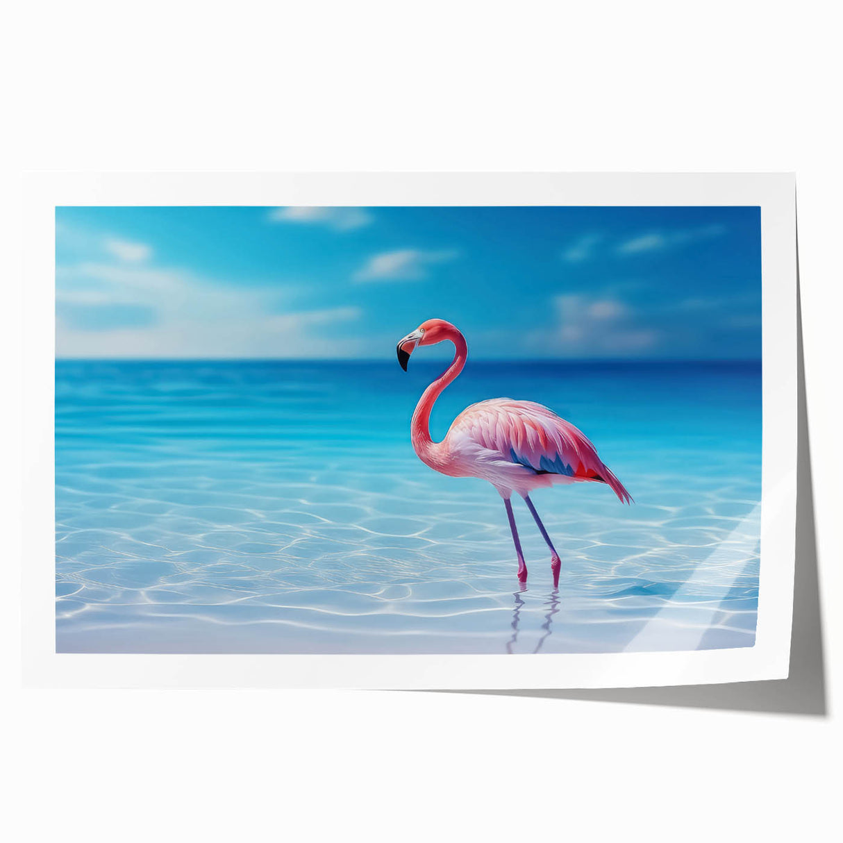 Extra large rolled print of a Caribbean Aruba scenery with vibrant blue and green tones, ideal for dining room wall art.