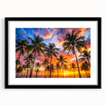 Extra large, textured abstract art print depicting vibrant Caribbean scenery on a framed black mat.