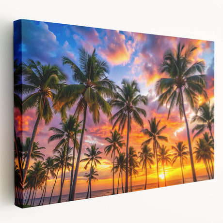 Large canvas print of a Caribbean beach scene, featuring soft pastel colors, ideal for kitchen wall art.