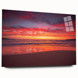 Large abstract wall art of a Caribbean scene on acrylic, featuring blue and turquoise hues.