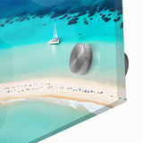Large abstract wall art featuring vibrant Caribbean scenery on acrylic glass, ideal for dining room ambiance.