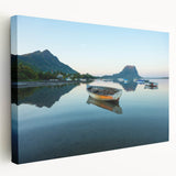 Large art depicting a Caribbean Martinique scenery on stretched canvas, with vibrant blue and green tones.