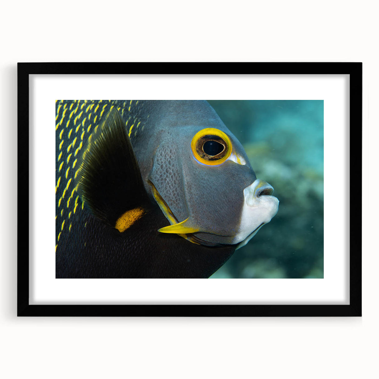 Colorful abstract art print of a Caribbean scenery in vibrant hues on a textured, extra large canvas.