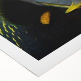 Art deco poster of a Caribbean scenery in pastel shades on rolled canvas, suitable for dining room wall art.