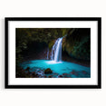 Extra large abstract art print featuring vibrant, colorful textures of a Central American scenery on a framed black mat.
