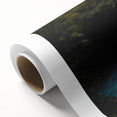 Art deco poster of a Costa Rican landscape in muted green and blue tones on rolled canvas, ideal for nursery wall art.