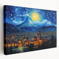 Large stretched canvas depicting a vibrant Central American landscape, ideal for kitchen wall art.