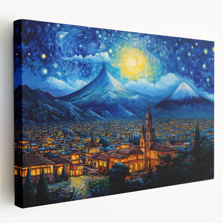 Large stretched canvas depicting a vibrant Central American landscape, ideal for kitchen wall art.