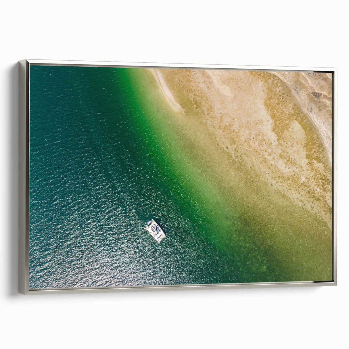 Framed canvas featuring a vintage-style landscape art painting of Central America with colorful and black elements.