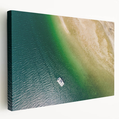 Panama landscape on stretched canvas with lush greenery and water, muted earth tones, ideal for kitchen wall art.