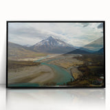 Large abstract wall art depicting a European Albanian scenery in muted earth tones on a framed acrylic.