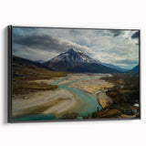 Black and white framed canvas of a vintage Albanian landscape, ideal for bedroom decor.