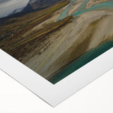 Art deco poster of a European landscape in pastel colors on rolled canvas, suitable for dining room wall art.