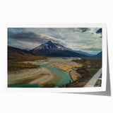 European scenic landscape on rolled print, featuring vibrant greens and blues, ideal for art wall dining room.