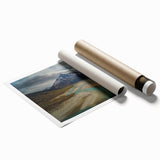 Extra large rolled print of a serene Albanian landscape with lush greenery and soft pastel colors.