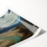 Extra large wall art featuring line art flowers in muted earth tones on a rolled print, suitable for large living room decor.