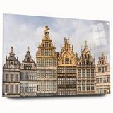 Acrylic print of a European Belgian landscape in muted earth tones, ideal for dining room decor.