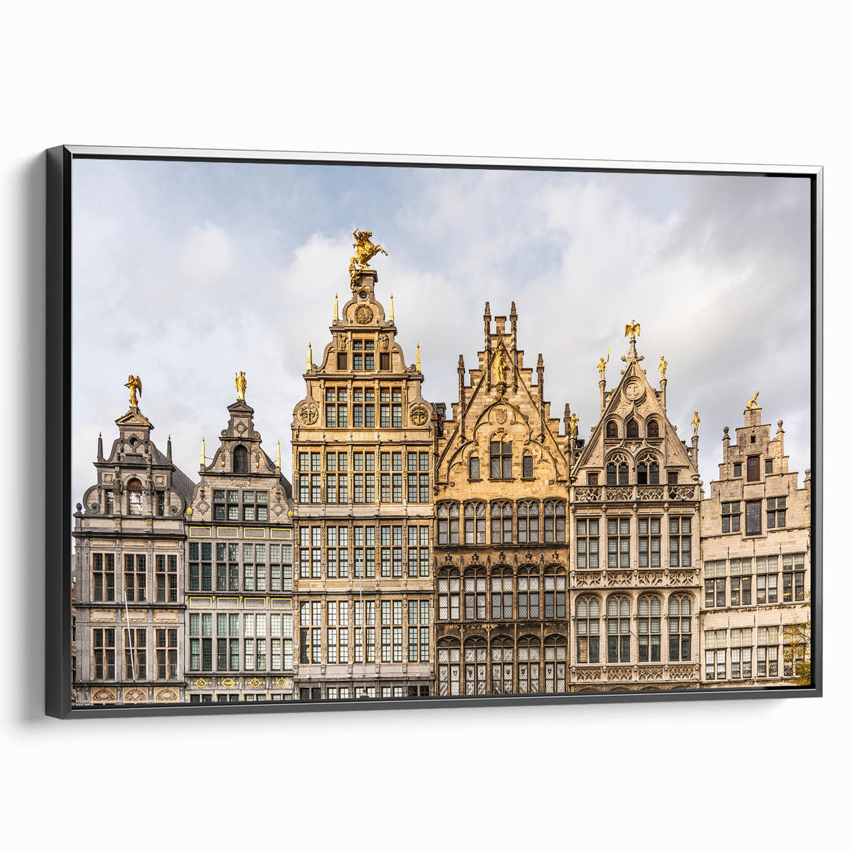 Black and white wall art depicting a vintage European landscape on framed canvas, suitable for bedroom decor.