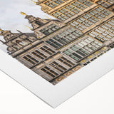 Art Deco poster of a European Belgian scenery in muted earth tones on rolled canvas, suitable for dining room wall art.