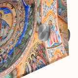 Large abstract wall art depicting a Bulgarian landscape in muted earth tones on acrylic glass.