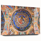 Acrylic print of a European landscape in muted earth tones, suitable for dining room or bedroom decor.