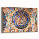 Framed canvas showing a vintage-style landscape painting of a Bulgarian scenery in muted gold and black tones.