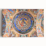 Black and white photograph on stretched canvas of a European street scene, ideal for kitchen wall art or bedroom decor.