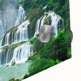 Large abstract wall art print of a Croatian landscape in muted earth tones on acrylic glass, suitable for dining room decor.