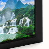 Black wall art featuring a textured, colorful Croatian landscape on a framed canvas, ideal for living room decor.