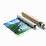 Extra large rolled print depicting a scenic Croatian landscape with vibrant green and blue tones.