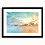 Abstract art print depicting a vibrant, colorful European scenery on a large, textured canvas, ideal for living room decor.