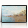 Large abstract wall art of a European Cyprus landscape in muted earth tones on a framed acrylic print.
