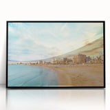 Large abstract wall art of a European Cyprus landscape in muted earth tones on a framed acrylic print.