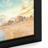 Black wall art featuring a textured, colorful European Cyprus scenery on a framed canvas, ideal for living room decor.