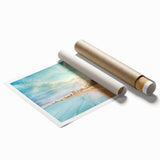 Extra large rolled print of a European Cyprus scenery with vibrant floral elements, ideal for classy bathroom wall art.
