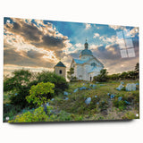 Acrylic print of a Czech Republic landscape, featuring muted earth tones; suitable for dining room decor.