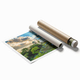 Extra large rolled print of a Czech Republic scenery with vibrant floral elements, ideal for classy bathroom wall art.