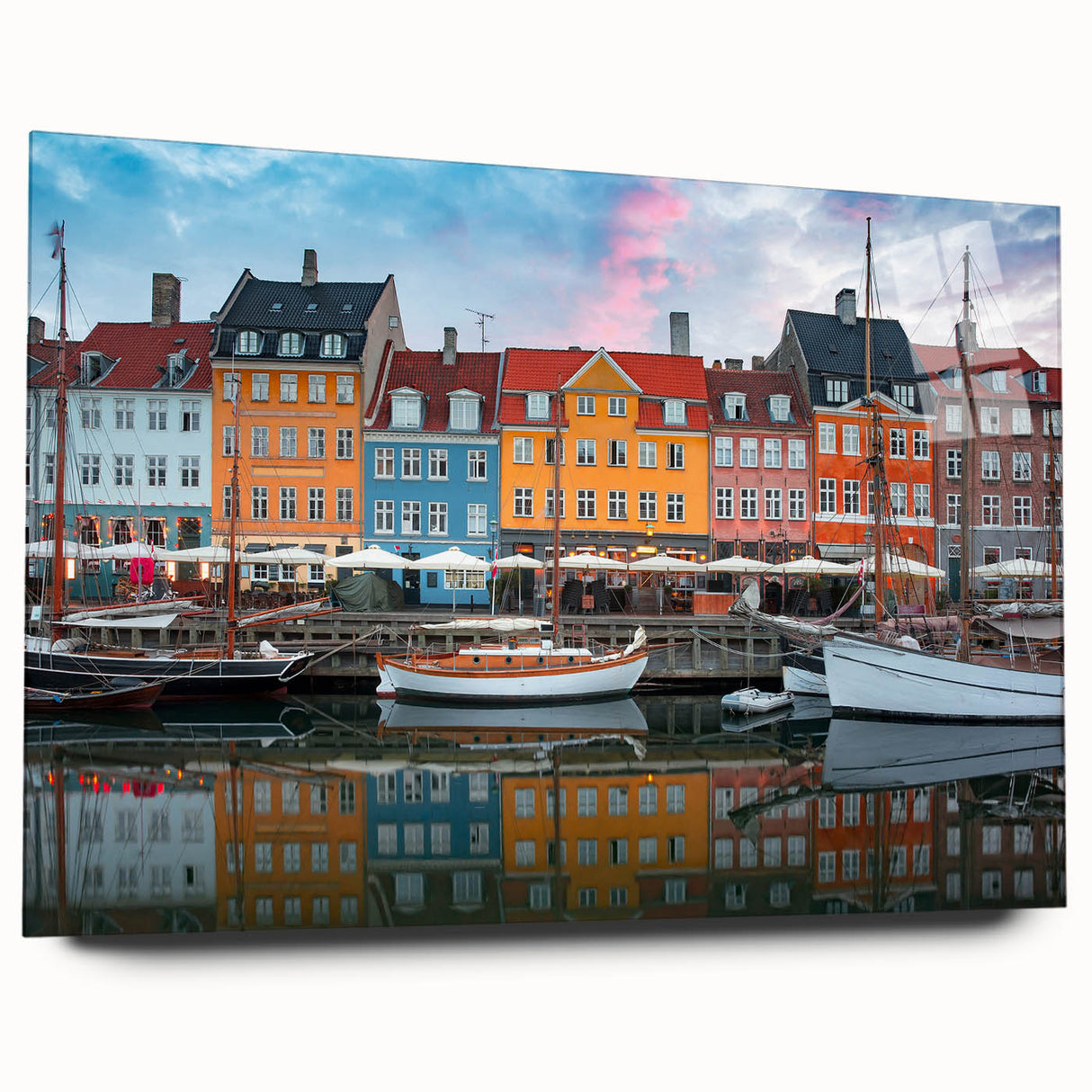 Large abstract depiction of a European scenery in muted earth tones on acrylic glass, ideal for bedroom or dining room art.