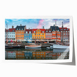 Extra large rolled print of a serene European scenery with vibrant floral elements.