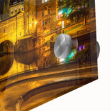 Large abstract wall art of Bath, England in muted earth tones on acrylic glass, ideal for dining room ambiance.