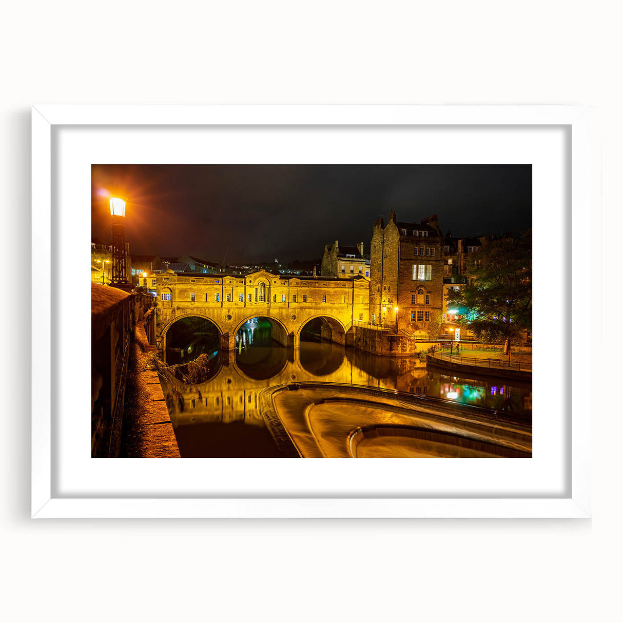 Textured abstract art print of Bath, England, in muted earth tones on a framed white mat, ideal for bedroom art.
