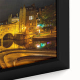 Black wall art featuring a textured view of Bath, England, in vibrant colors on a large framed canvas.
