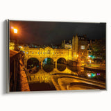 Landscape art painting of Bath, England in vintage poster style on framed canvas.