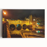 Black and white large art print of Bath, England cityscape on stretched canvas, suitable for kitchen or bedroom decor.