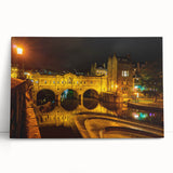 Black and white stretched canvas of Bath, England cityscape, ideal for kitchen wall art.
