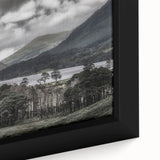 Extra large framed canvas featuring a textured depiction of a Cumbrian landscape in muted earth tones.