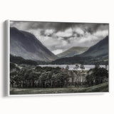 Vintage poster art of Cumbria, England scenery in vibrant colors on a framed canvas, ideal for living room decor.