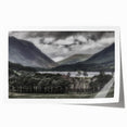 Extra large rolled print of Cumbria's landscape in muted green and blue tones, ideal for art wall dining room.